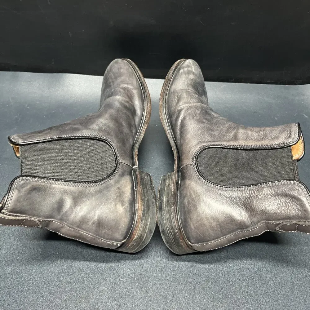 John Varvatos Fleetwood Distressed Leather Chelsea Boot Mens Size 9 Smokey Gray